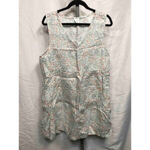 Joie Women Floral Print Sleeveless V Neck Tiered Tunic Dress  Linen